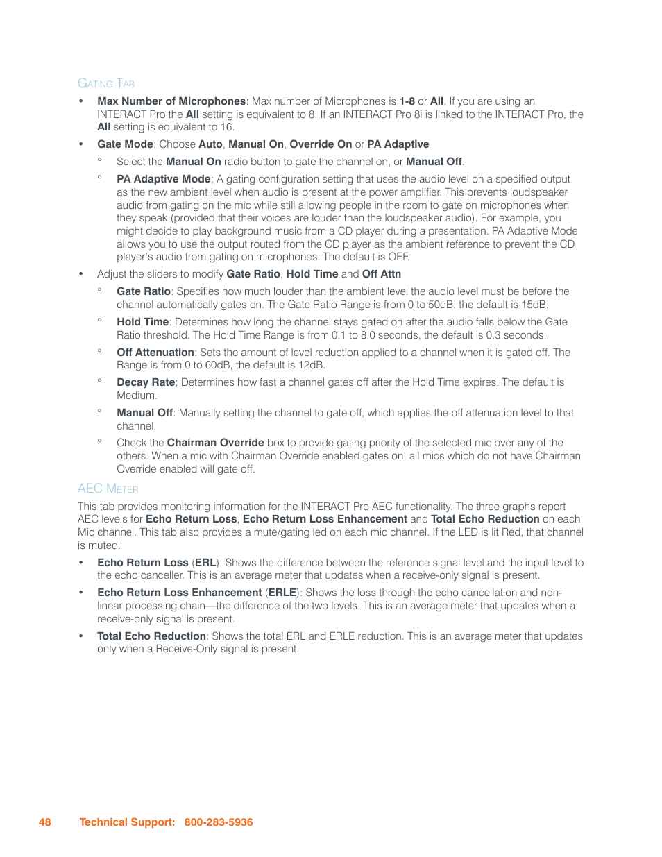 Gating tab, Aec meter, Gating tab aec meter | ClearOne Interact Manual User Manual | Page 53 / 68