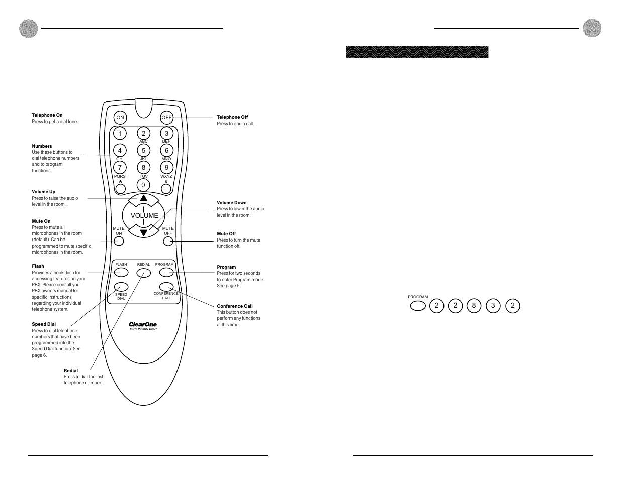 Programmable functions, Baud rate, Telephone device type and id | ClearOne AP IR Remote User Manual | Page 4 / 9