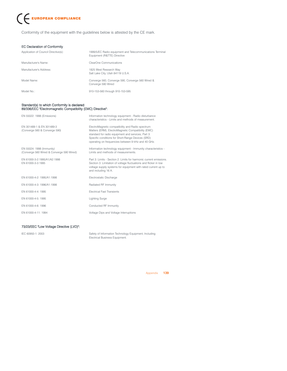 ClearOne Converge 590 User Manual | Page 133 / 136