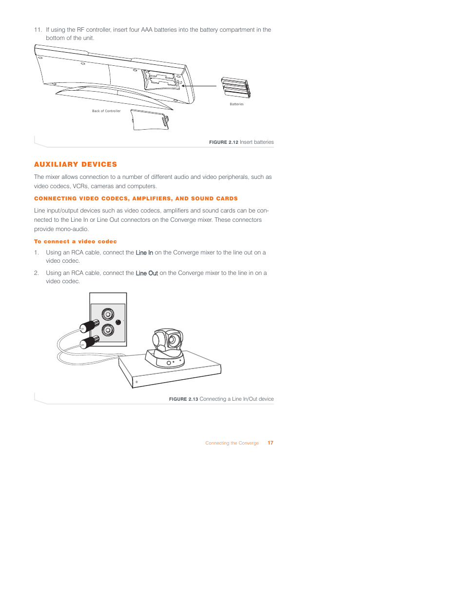 Auxiliary devices | ClearOne Converge 590 User Manual | Page 17 / 136