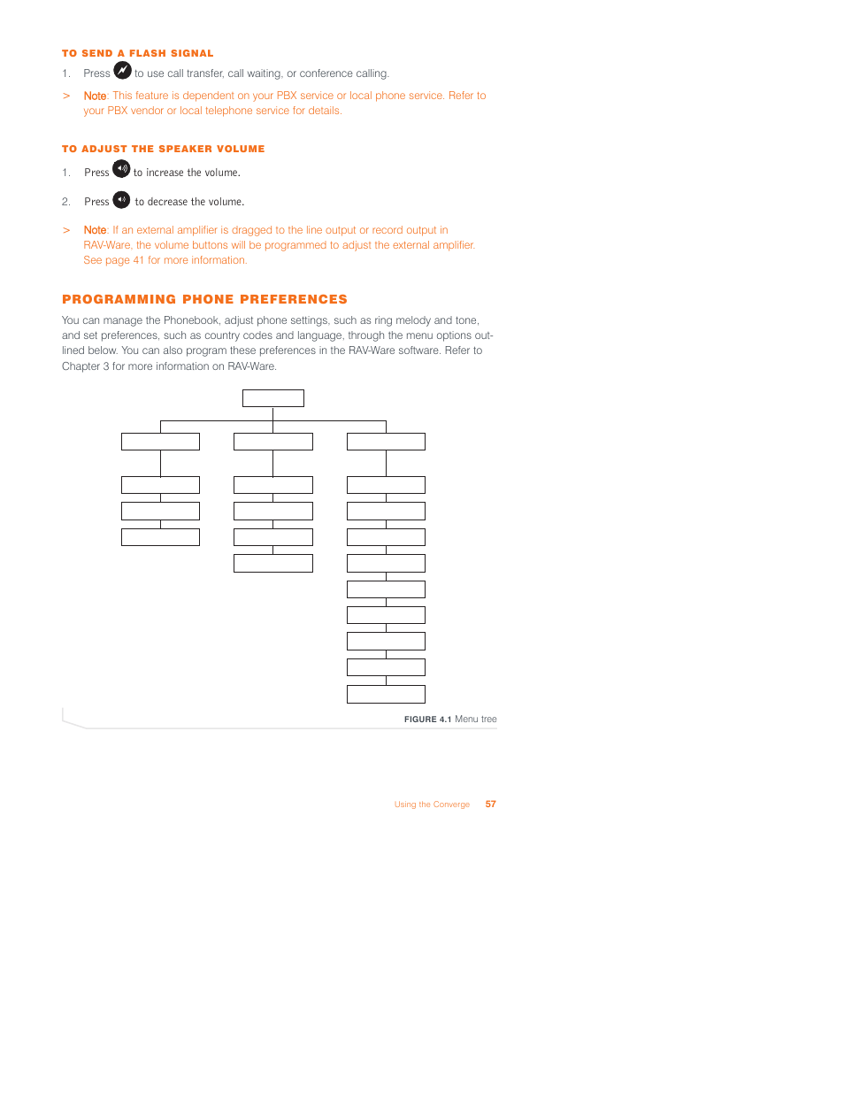 Programming phone preferences | ClearOne Converge 590 User Manual | Page 57 / 136