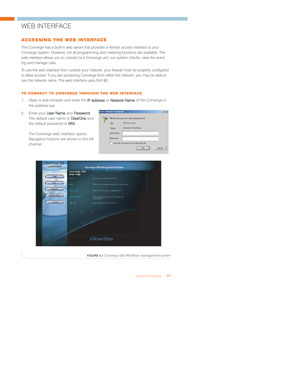 Web interface | ClearOne Converge 590 User Manual | Page 65 / 136