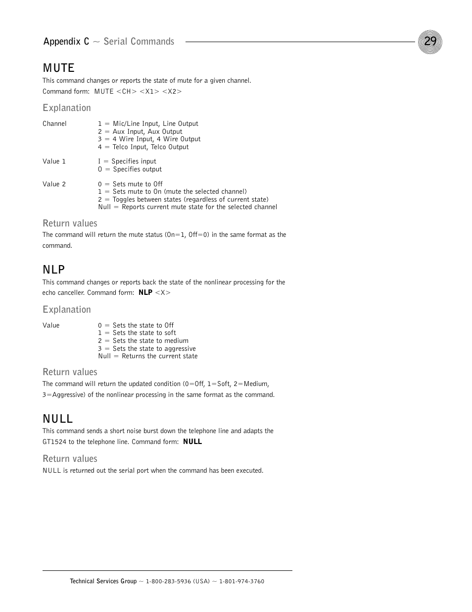 Mute, Null | ClearOne GT1524 User Manual | Page 33 / 42
