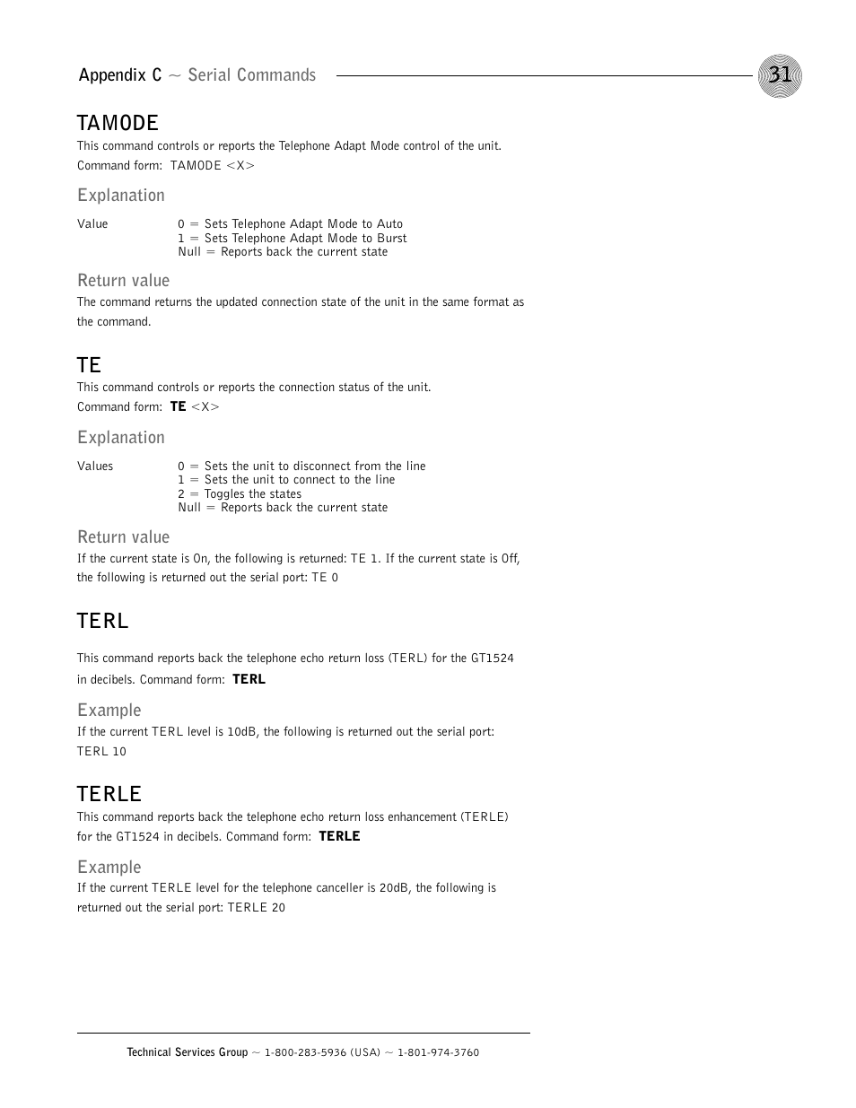 Tamode, Terl, Terle | ClearOne GT1524 User Manual | Page 35 / 42