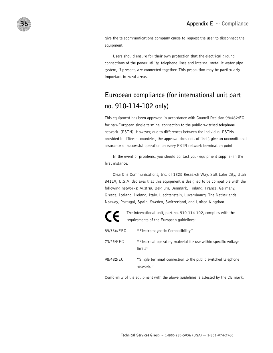 Appendix e ~ compliance | ClearOne GT1524 User Manual | Page 40 / 42