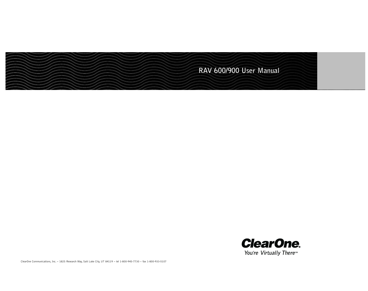 ClearOne RAV 900 User Manual | 63 pages