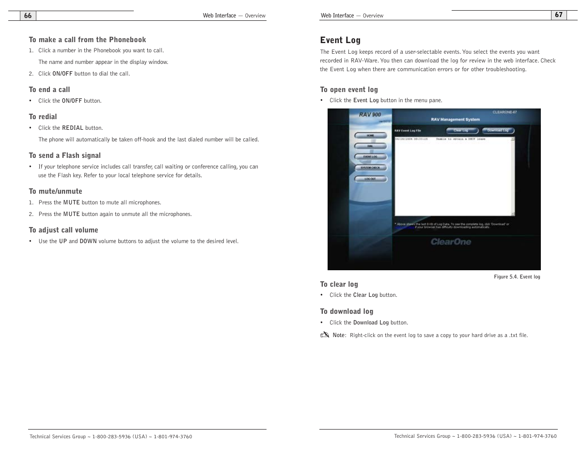 Event log | ClearOne RAV 900 User Manual | Page 36 / 63