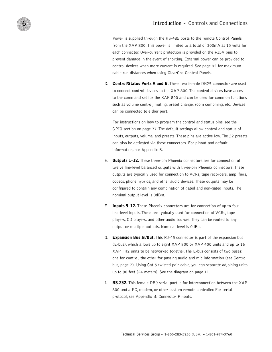 Introduction ~ controls and connections | ClearOne XAP 800 User Manual | Page 12 / 149