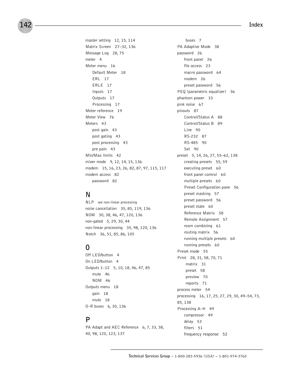 Index | ClearOne XAP 800 User Manual | Page 148 / 149