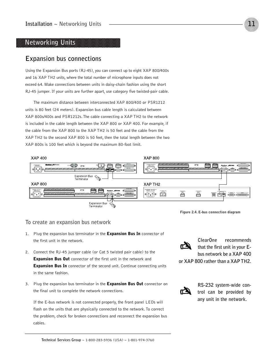 Expansion bus connections, Networking units | ClearOne XAP 800 User Manual | Page 17 / 149