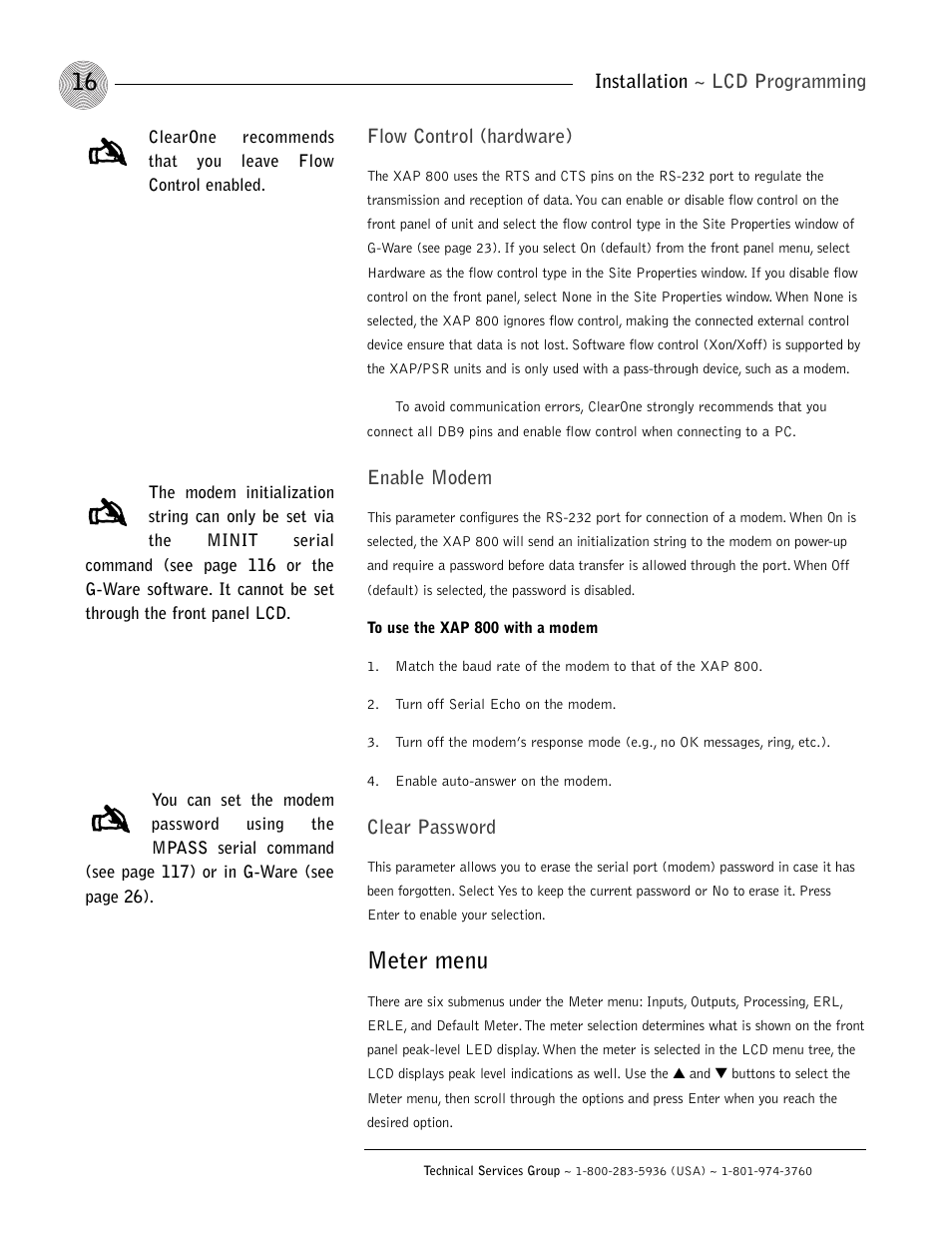 Meter menu | ClearOne XAP 800 User Manual | Page 22 / 149