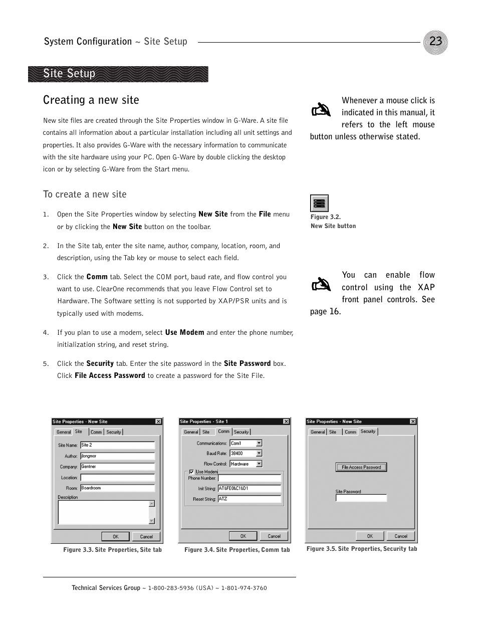 Site setup creating a new site | ClearOne XAP 800 User Manual | Page 29 / 149