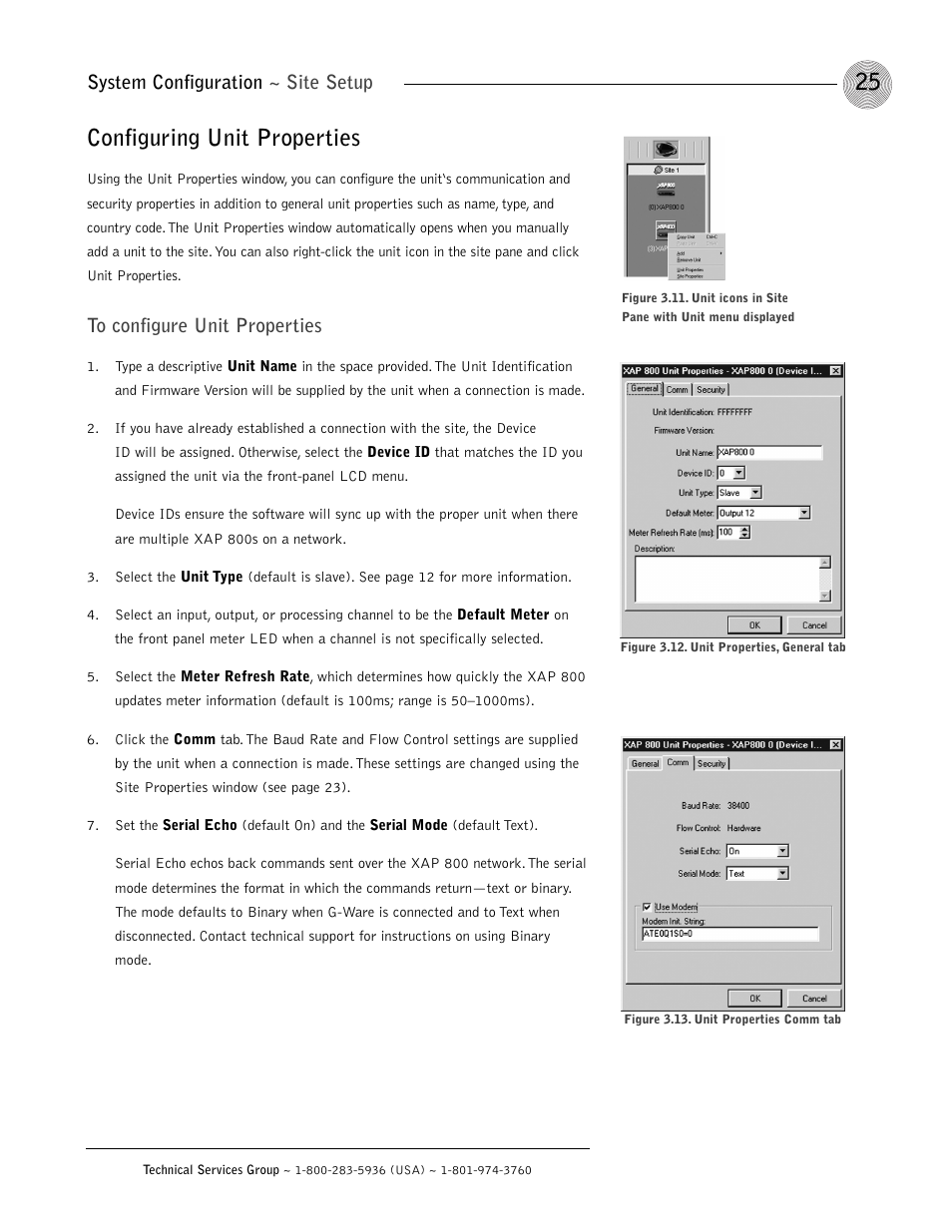 Configuring unit properties, System configuration ~ site setup | ClearOne XAP 800 User Manual | Page 31 / 149