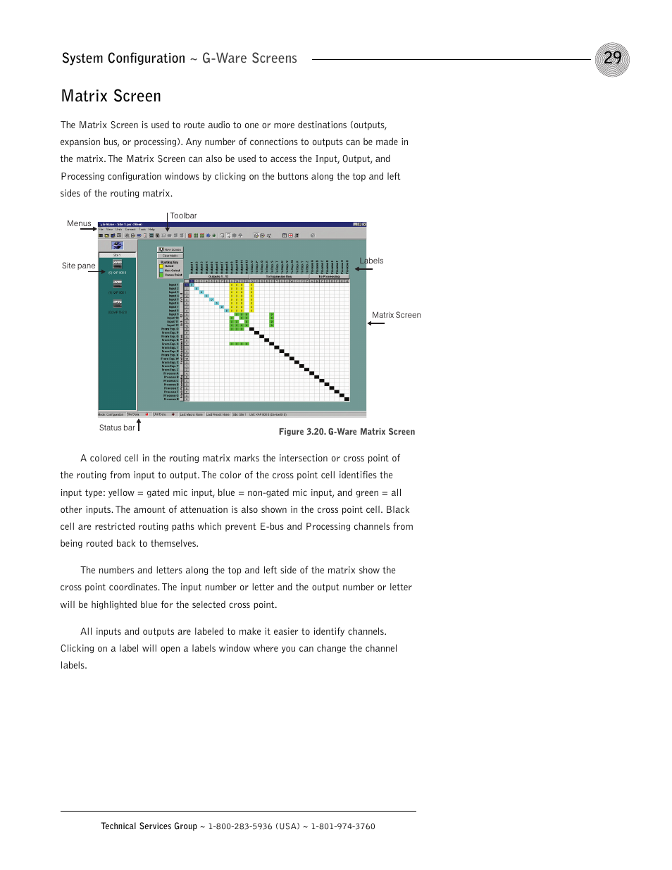 Matrix screen, System configuration ~ g-ware screens | ClearOne XAP 800 User Manual | Page 35 / 149