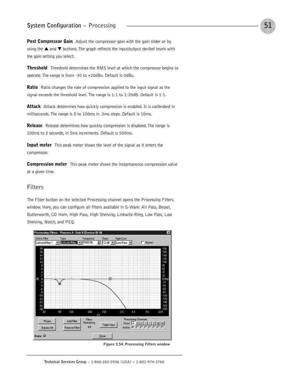 System configuration ~ processing, Filters | ClearOne XAP 800 User Manual | Page 57 / 149