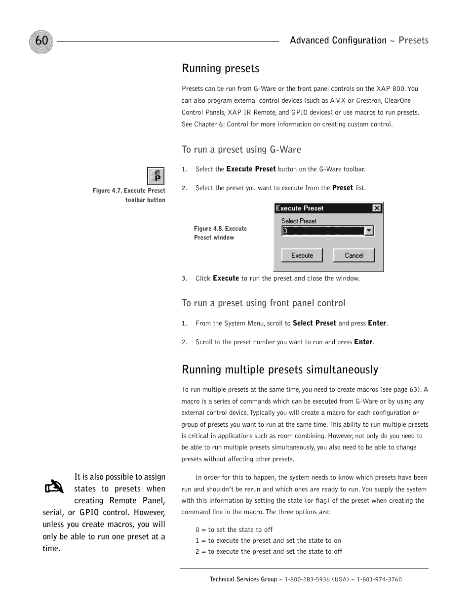 Running presets, Running multiple presets simultaneously | ClearOne XAP 800 User Manual | Page 66 / 149