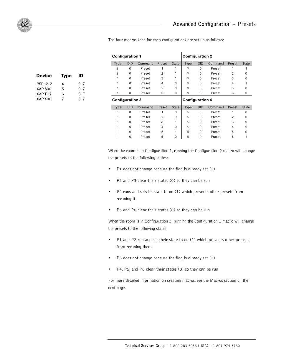 Advanced configuration ~ presets | ClearOne XAP 800 User Manual | Page 68 / 149