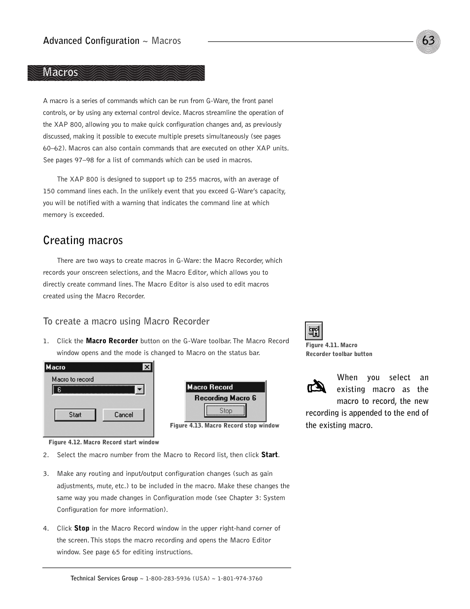 Creating macros, Macros | ClearOne XAP 800 User Manual | Page 69 / 149