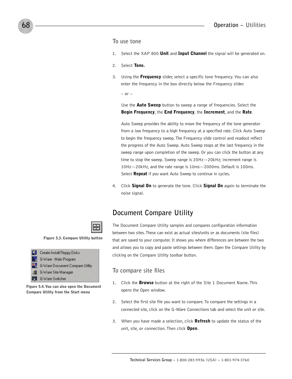 Document compare utility, Operation ~ utilities | ClearOne XAP 800 User Manual | Page 74 / 149