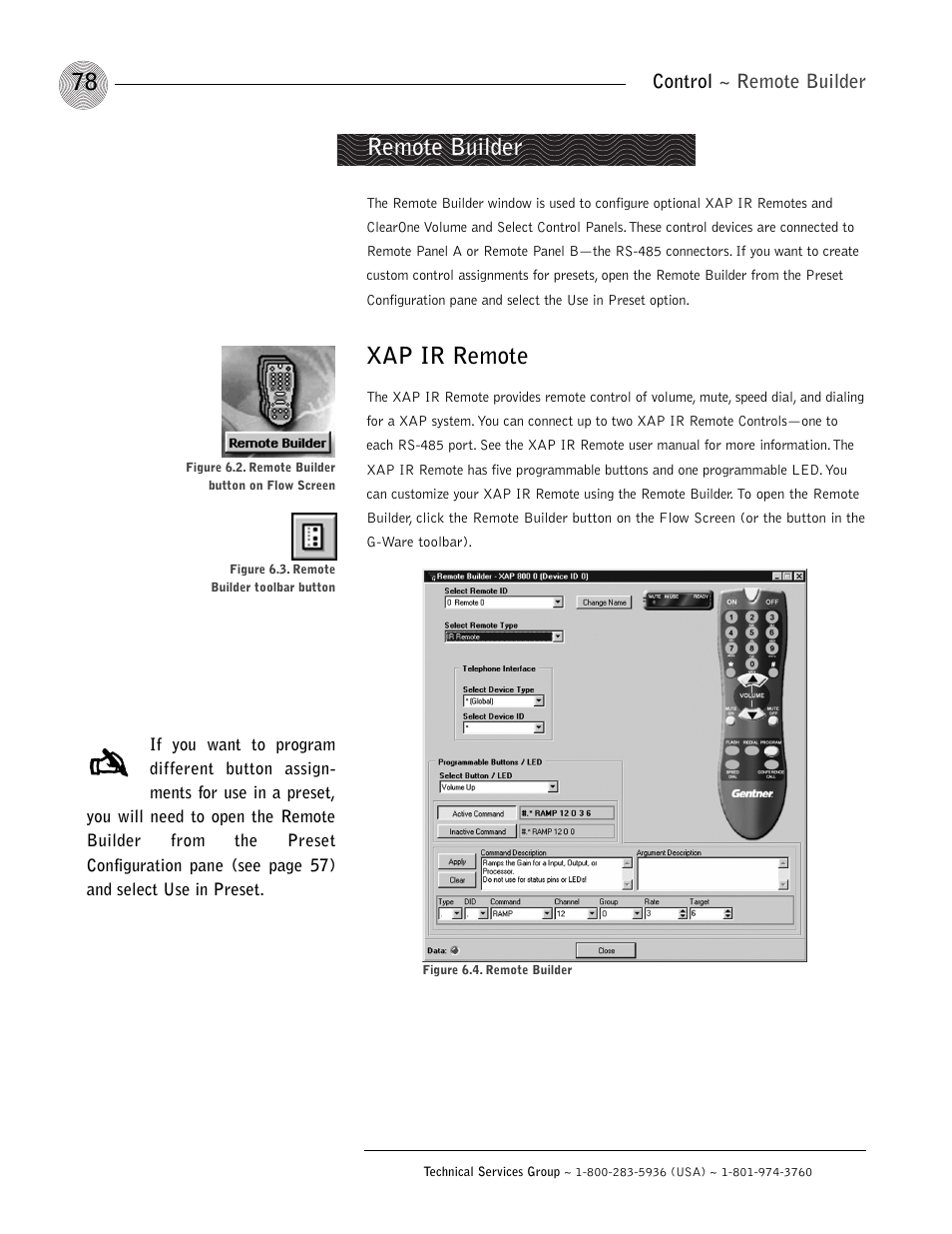 Xap ir remote, Remote builder | ClearOne XAP 800 User Manual | Page 84 / 149