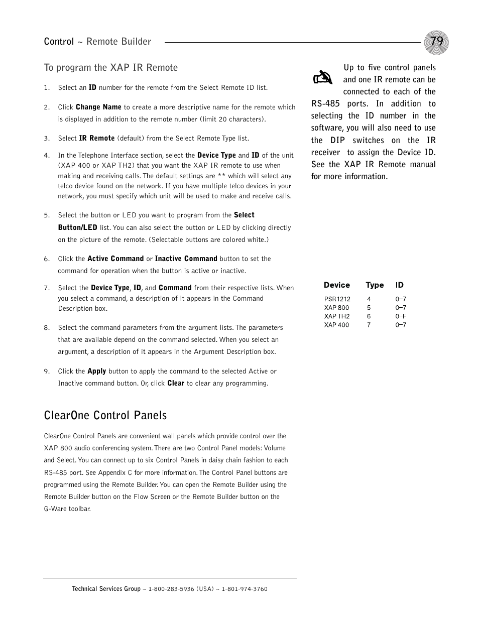 Clearone control panels | ClearOne XAP 800 User Manual | Page 85 / 149