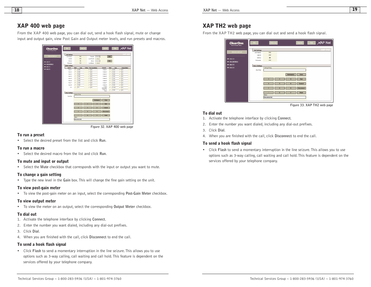 Xap 400 web page, Xap th2 web page | ClearOne XAP Net User Manual | Page 11 / 16