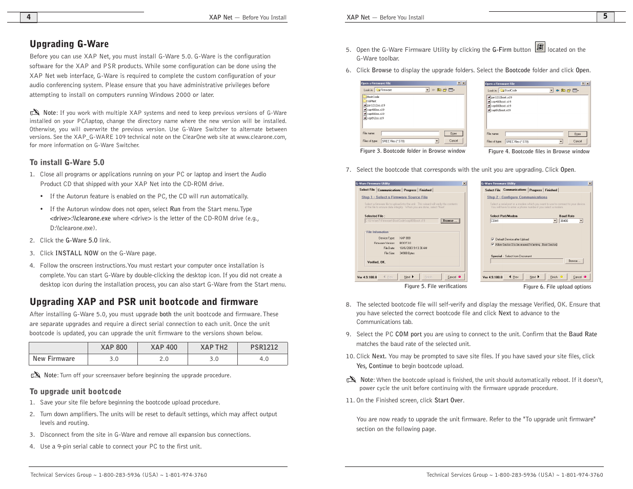 Upgrading g-ware, Upgrading xap and psr unit bootcode and firmware | ClearOne XAP Net User Manual | Page 4 / 16