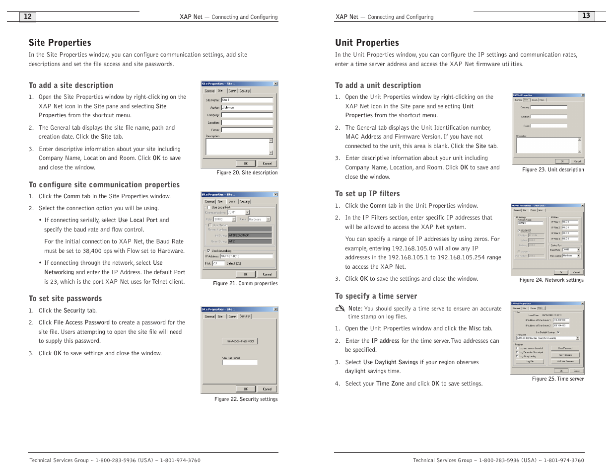 Unit properties, Site properties | ClearOne XAP Net User Manual | Page 8 / 16
