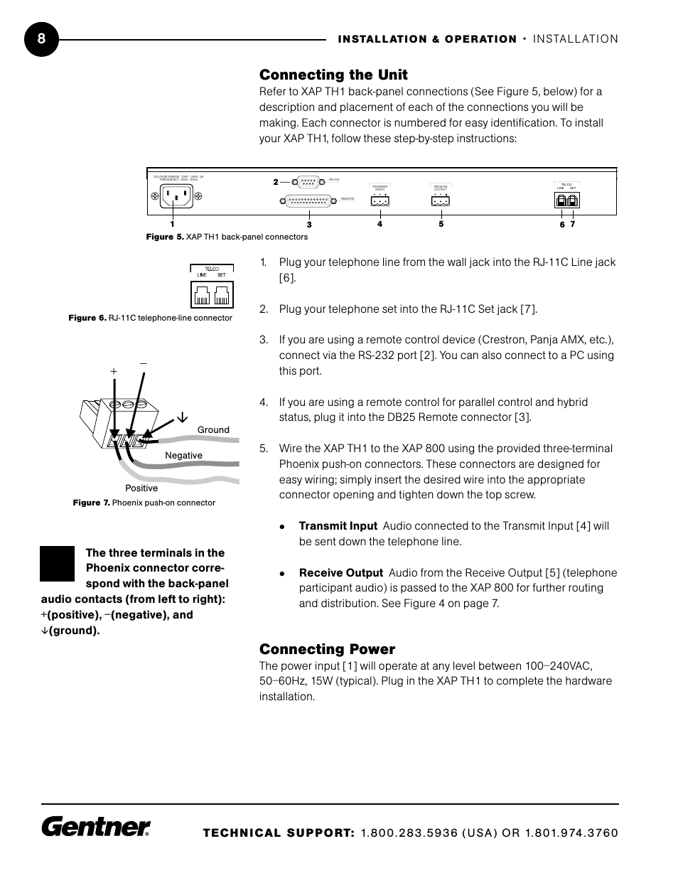 Connecting the unit, Connecting power | ClearOne XAP TH1 User Manual | Page 12 / 36