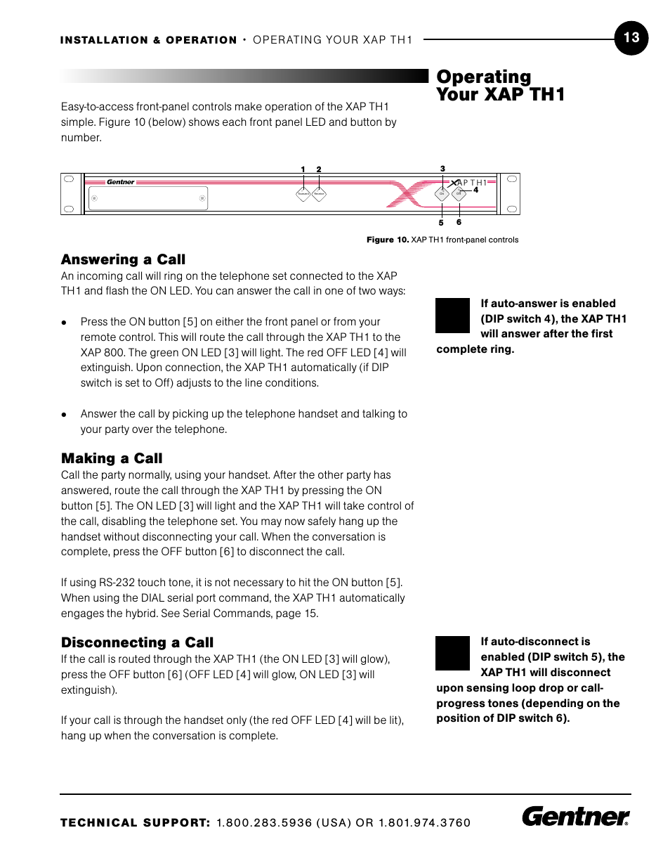 Operating your xap th1, Answering a call, Making a call | Disconnecting a call | ClearOne XAP TH1 User Manual | Page 17 / 36