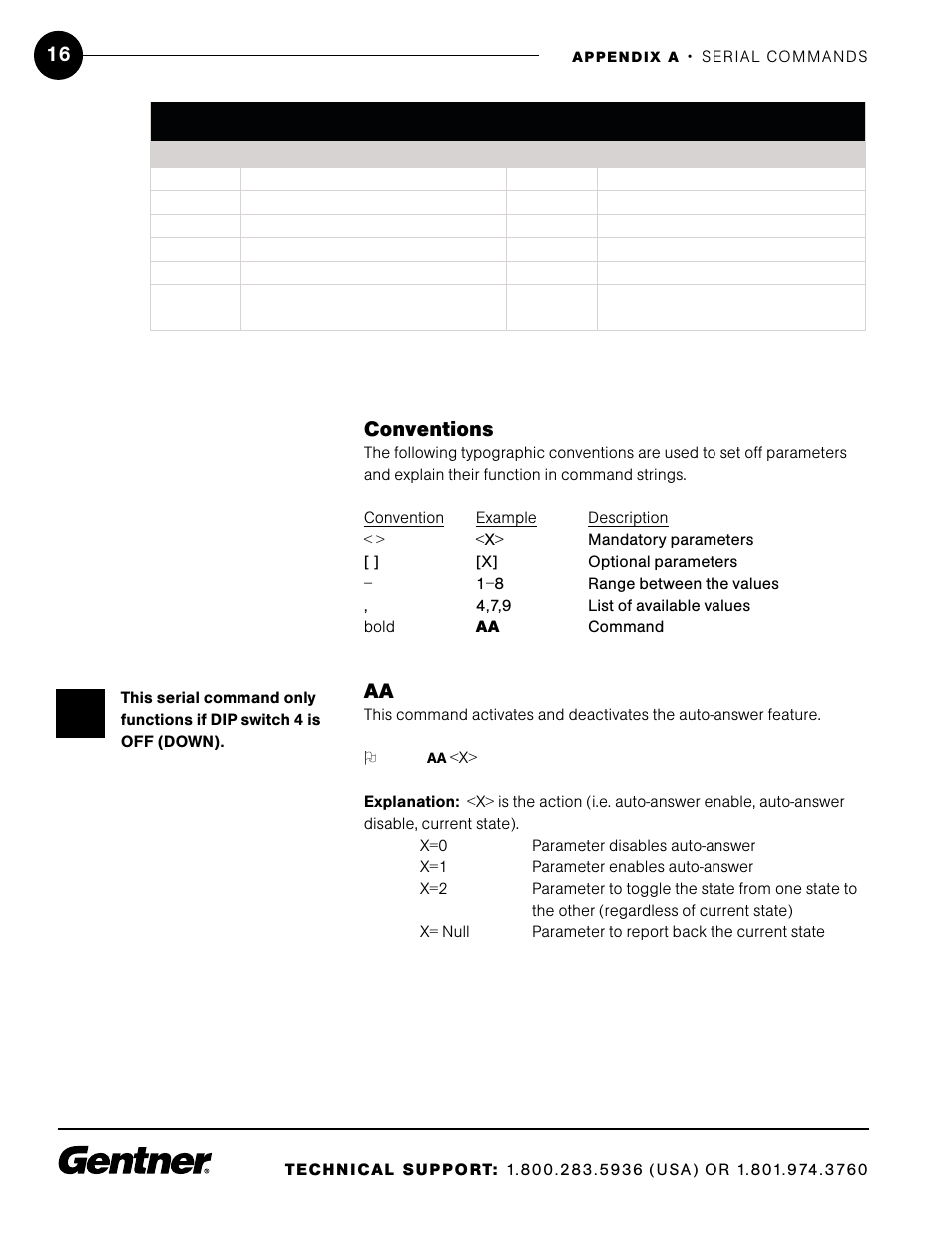 Xap th1 serial commands, Conventions | ClearOne XAP TH1 User Manual | Page 20 / 36