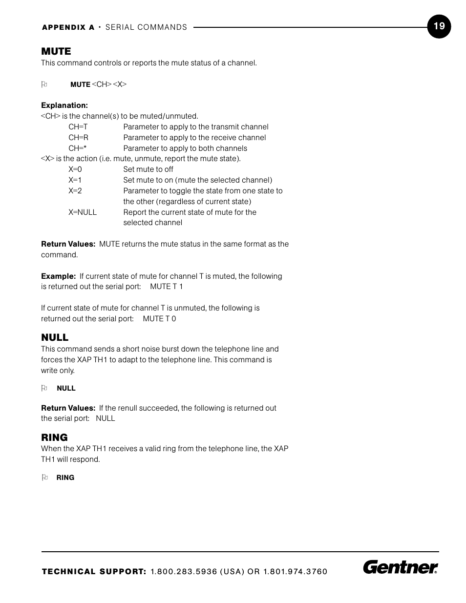 Mute, Null, Ring | ClearOne XAP TH1 User Manual | Page 23 / 36