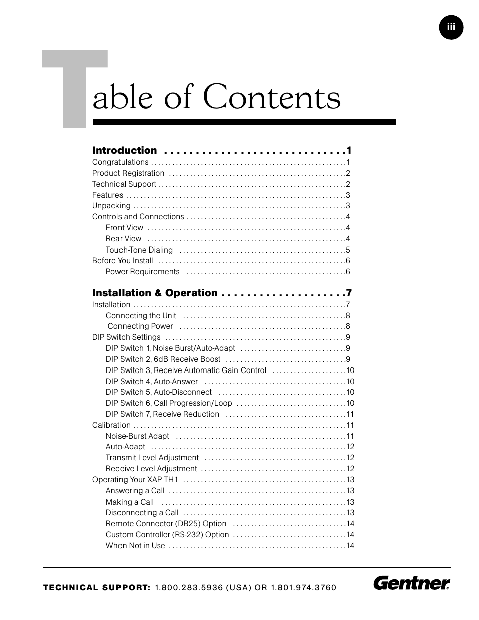 Able of contents | ClearOne XAP TH1 User Manual | Page 3 / 36