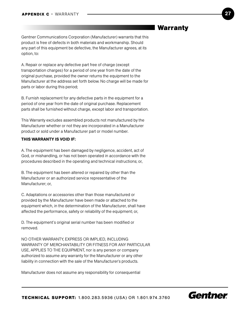 Warranty | ClearOne XAP TH1 User Manual | Page 31 / 36