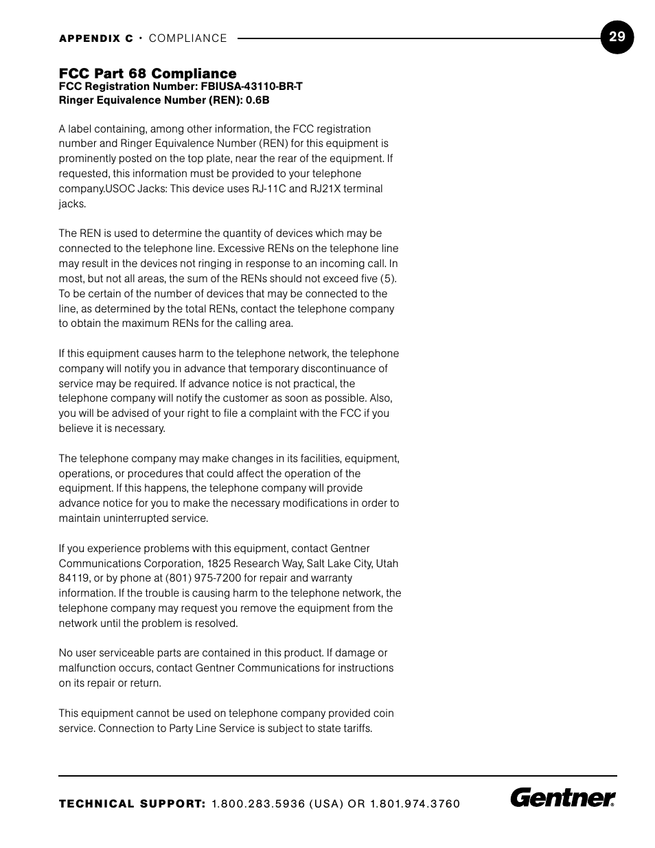 Fcc part 68 compliance | ClearOne XAP TH1 User Manual | Page 33 / 36