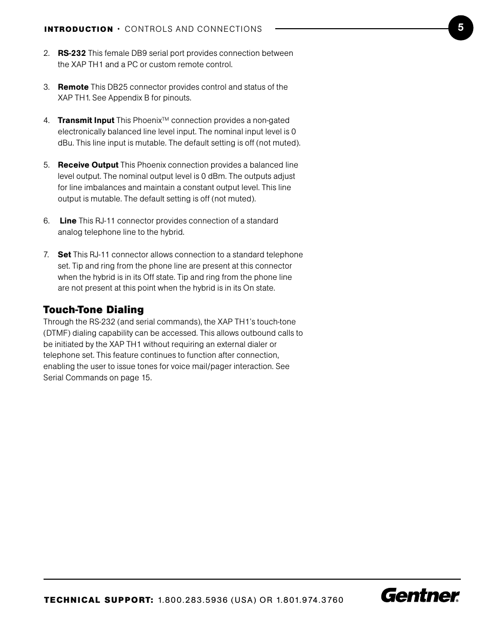 Touch-tone dialing | ClearOne XAP TH1 User Manual | Page 9 / 36