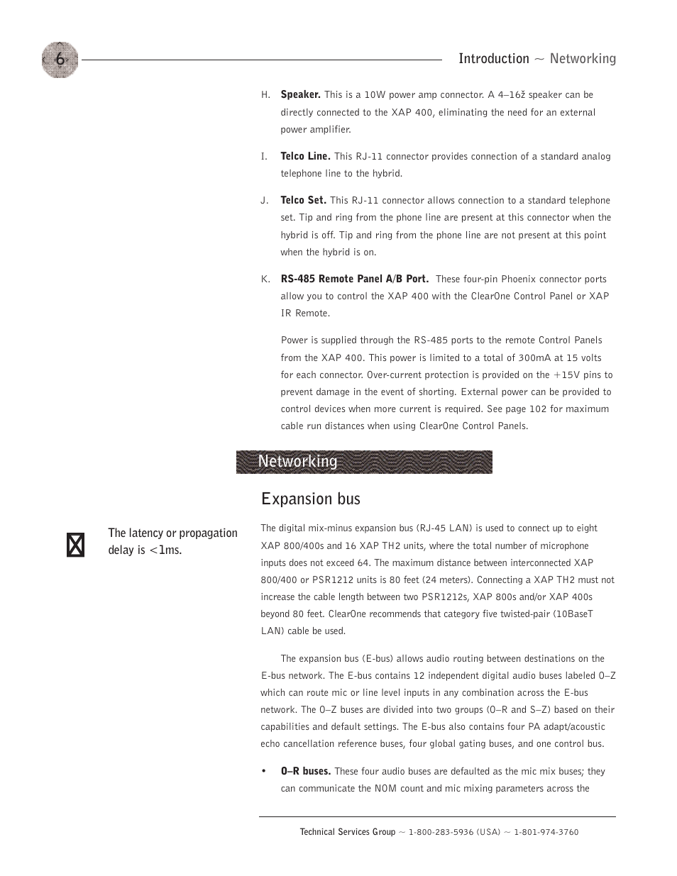 Networking, Expansion bus | ClearOne XAP400 User Manual | Page 12 / 173