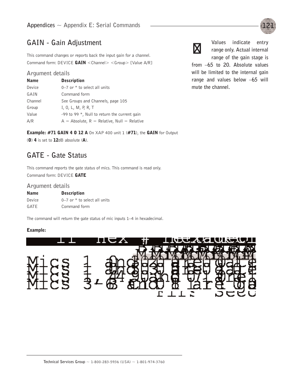 Gain - gain adjustment, Gate - gate status | ClearOne XAP400 User Manual | Page 127 / 173