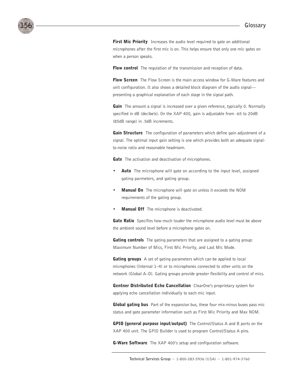 Glossary | ClearOne XAP400 User Manual | Page 162 / 173