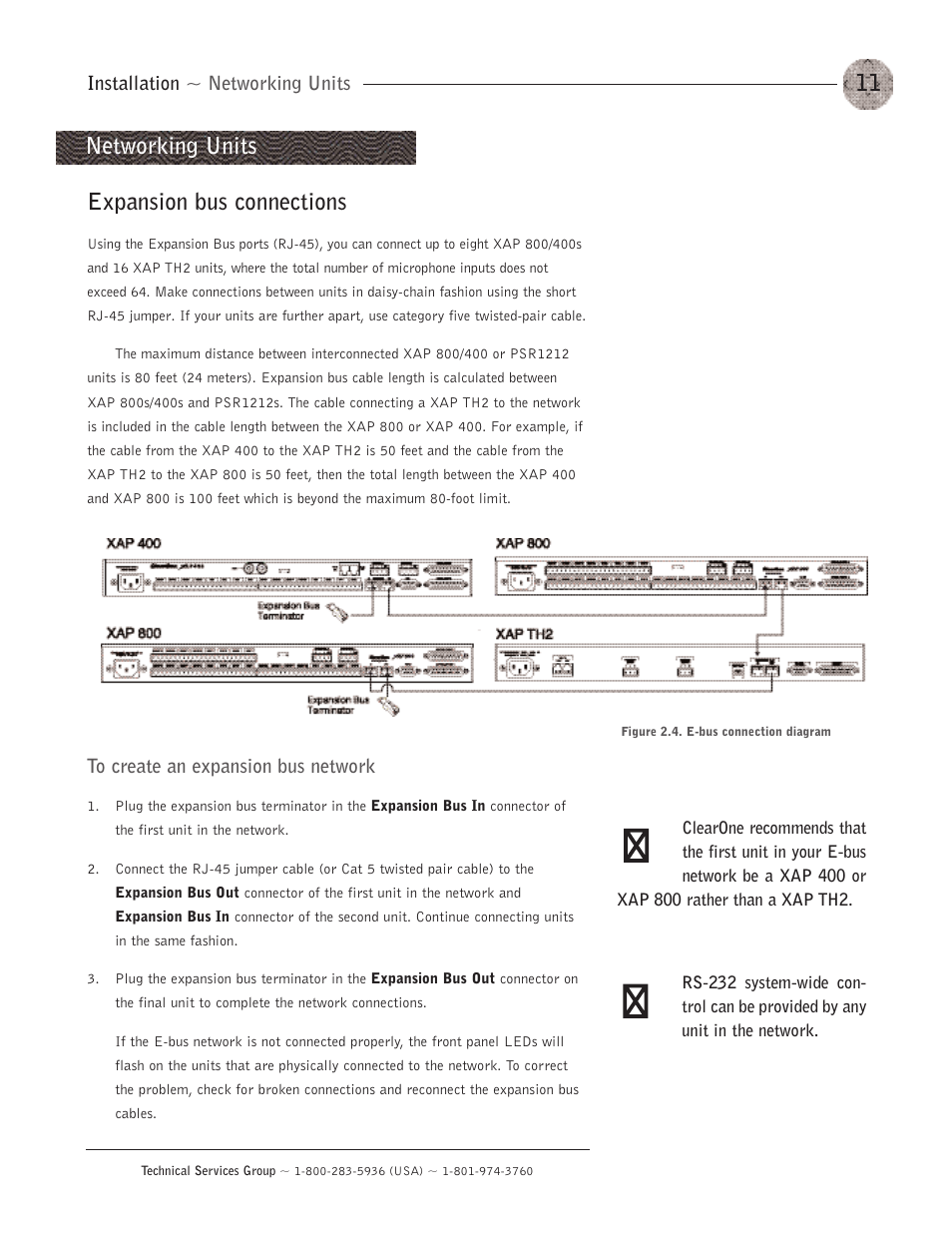 Networking units, Expansion bus connections | ClearOne XAP400 User Manual | Page 17 / 173