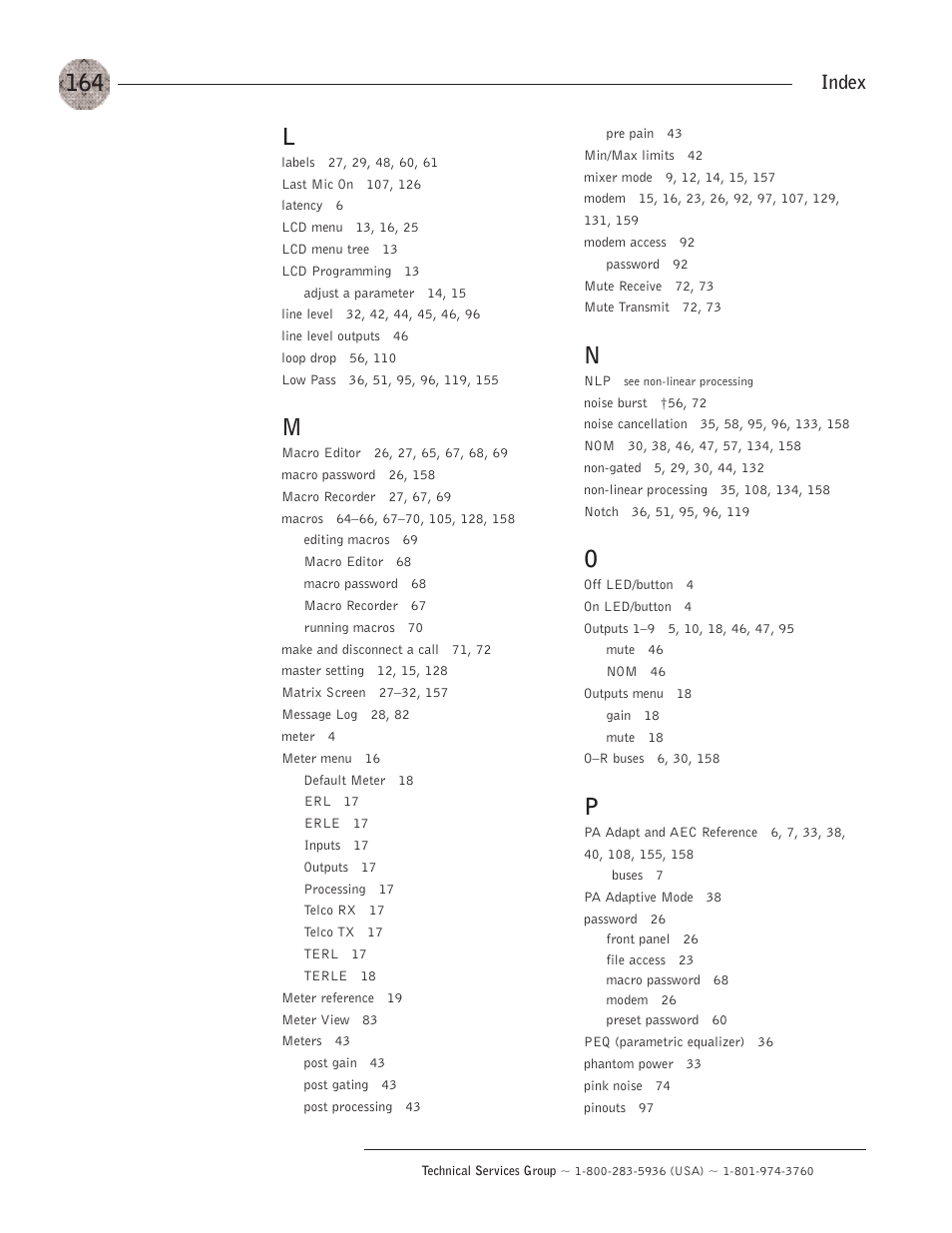 Index | ClearOne XAP400 User Manual | Page 170 / 173