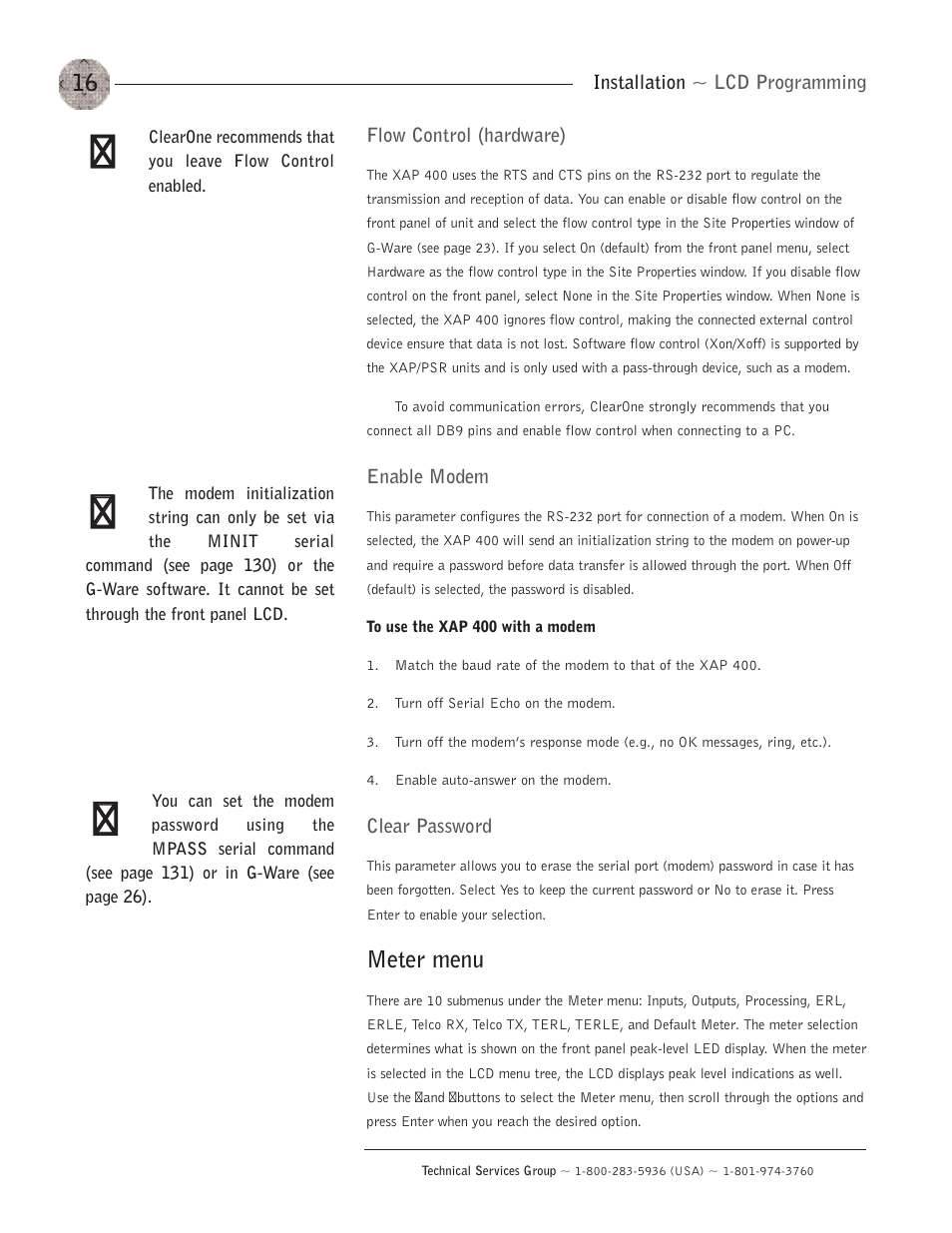 Meter menu | ClearOne XAP400 User Manual | Page 22 / 173