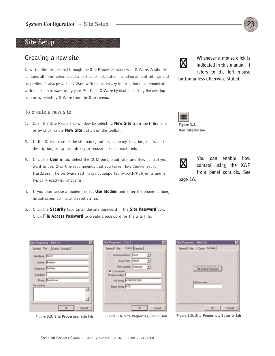 Site setup, Creating a new site, Site setup creating a new site | ClearOne XAP400 User Manual | Page 29 / 173