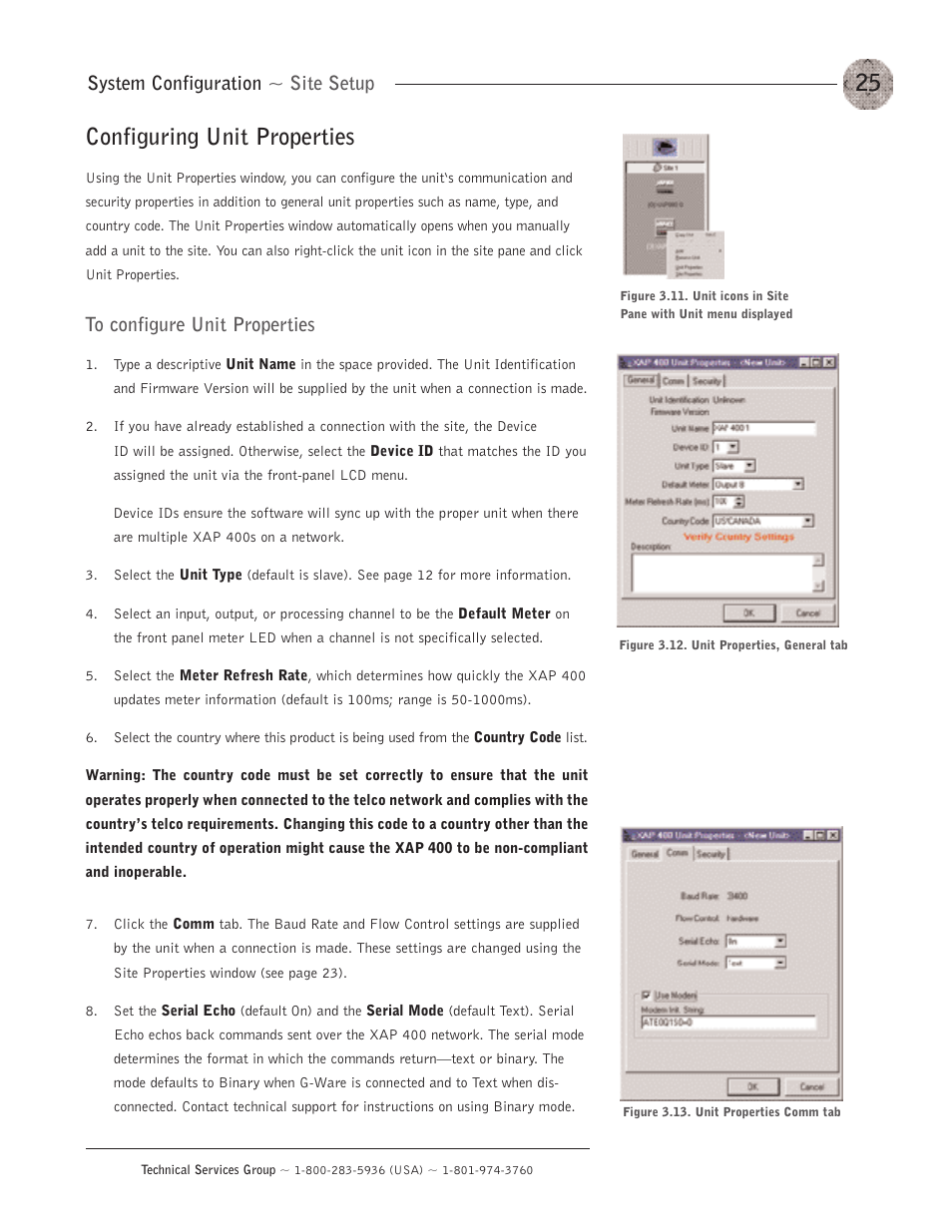 Configuring unit properties, System configuration ~ site setup | ClearOne XAP400 User Manual | Page 31 / 173