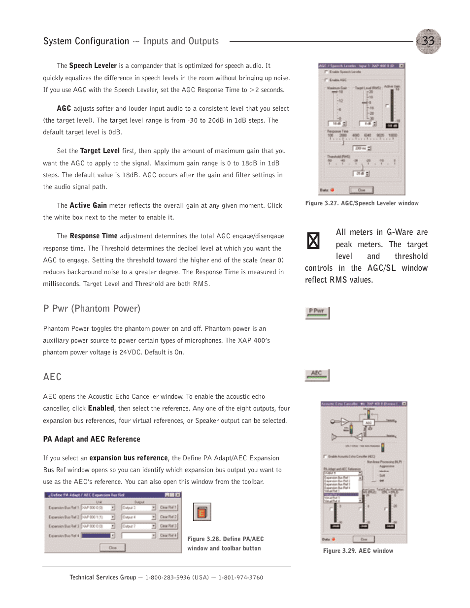 System configuration ~ inputs and outputs, P pwr (phantom power) | ClearOne XAP400 User Manual | Page 39 / 173