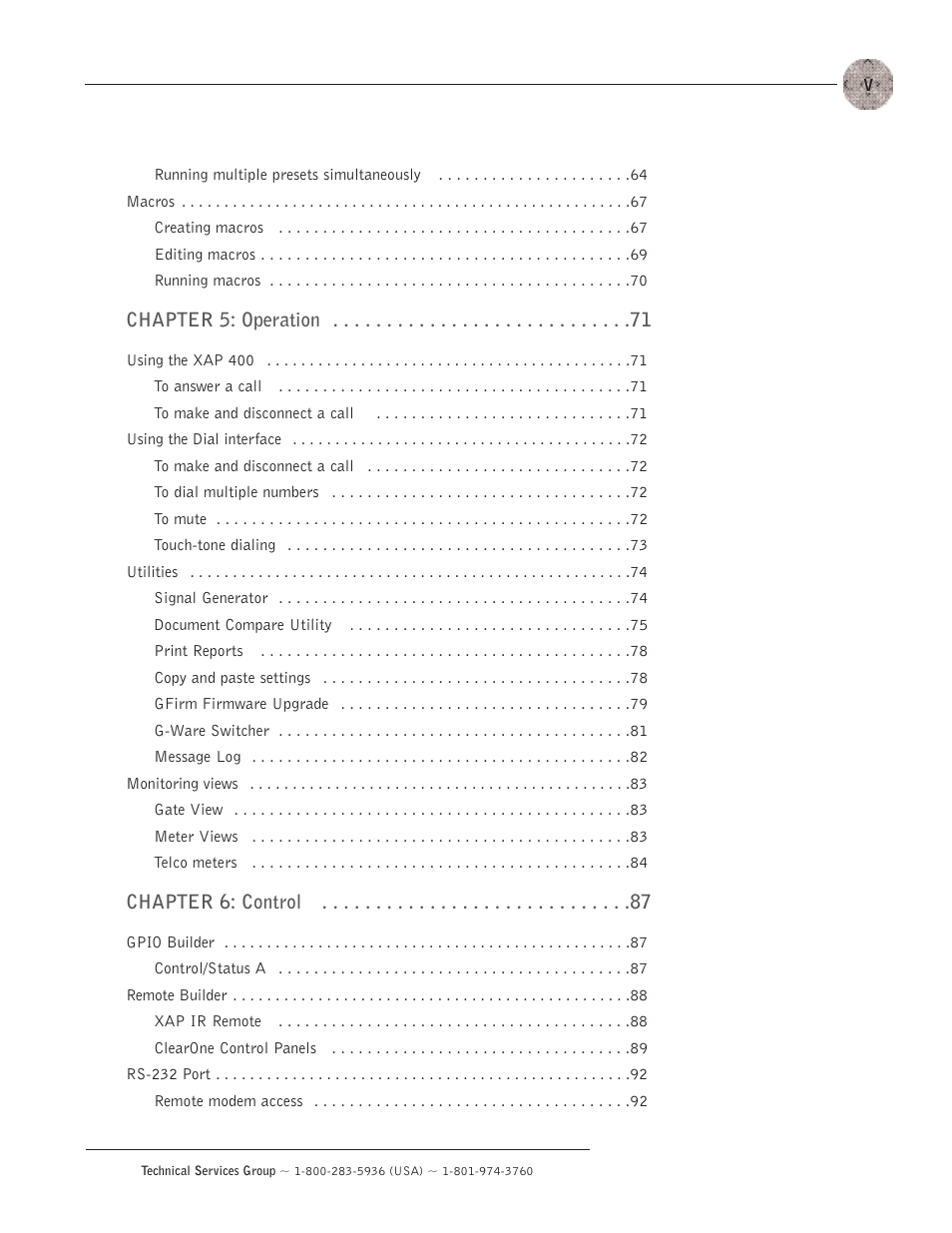 ClearOne XAP400 User Manual | Page 5 / 173