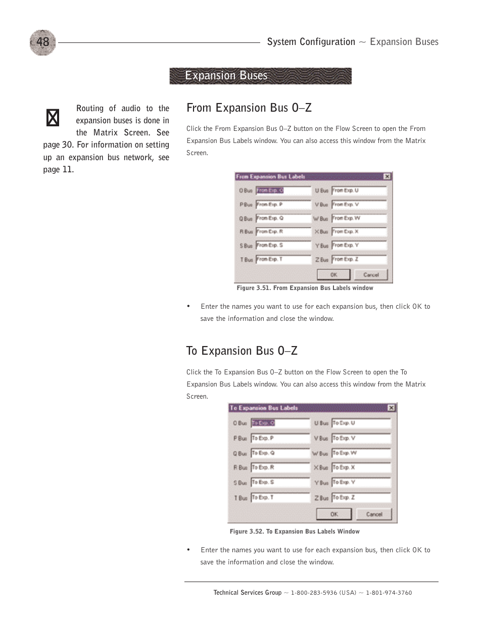 Expansion buses, From expansion bus o–z, To expansion bus o–z | From expansion bus o—z to expansion bus o—z | ClearOne XAP400 User Manual | Page 54 / 173