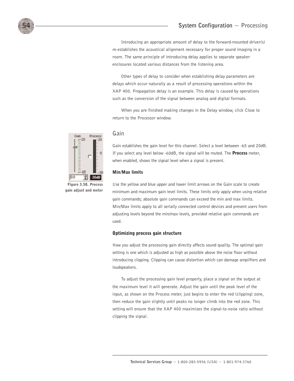 Gain, System configuration ~ processing | ClearOne XAP400 User Manual | Page 60 / 173