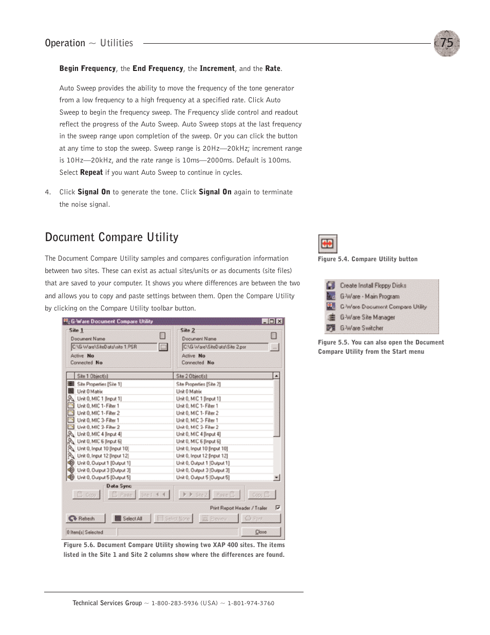 Document compare utility, Operation ~ utilities | ClearOne XAP400 User Manual | Page 81 / 173