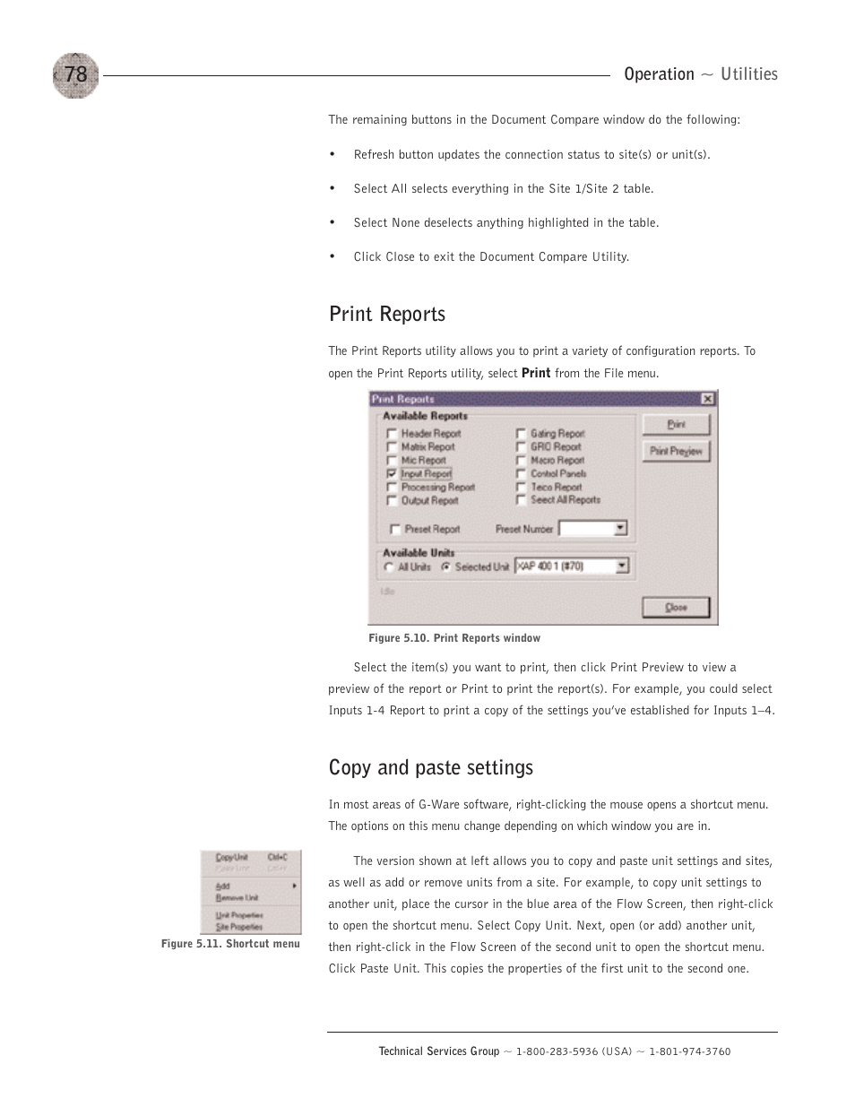 Print reports, Copy and paste settings, Print reports copy and paste settings | ClearOne XAP400 User Manual | Page 84 / 173